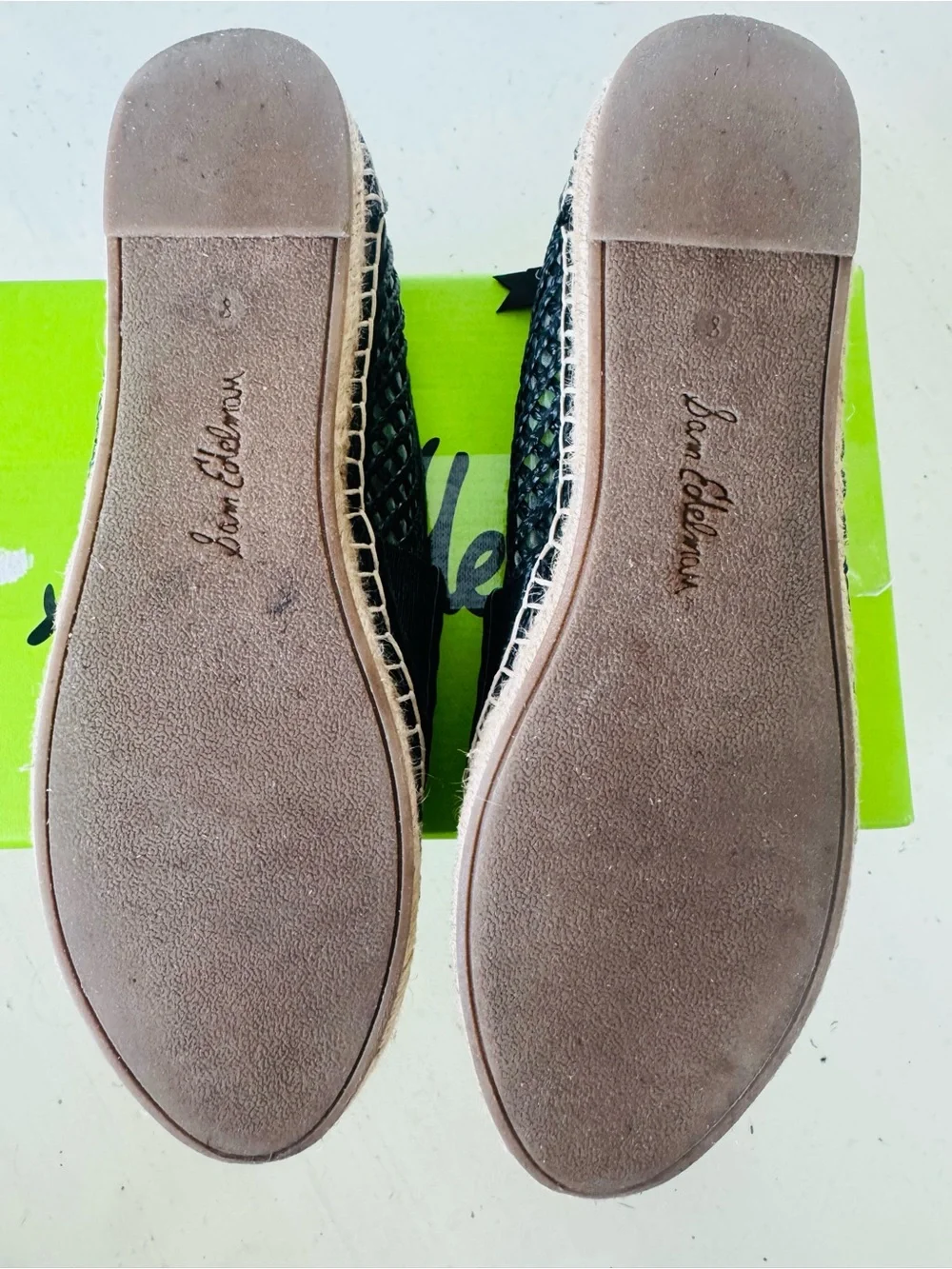 Sam Edelman Black Espadrille Flats with Gold Accent